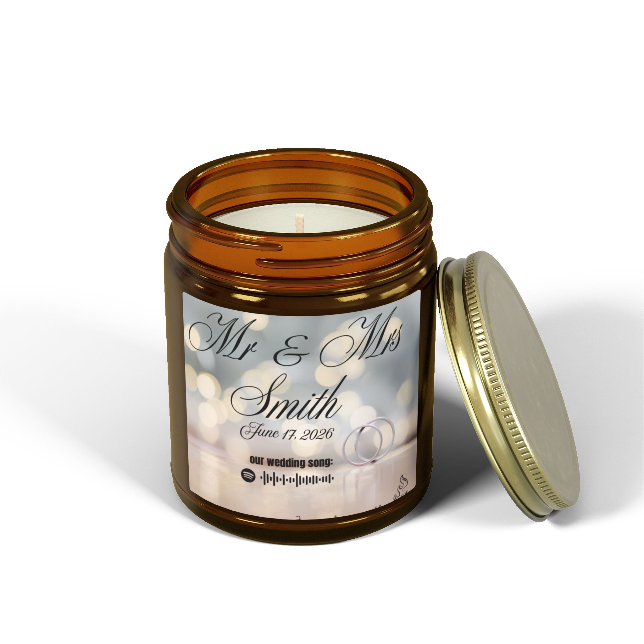 Personalized wedding candle | Special events | Musical candle | Coconut Apricot Wax