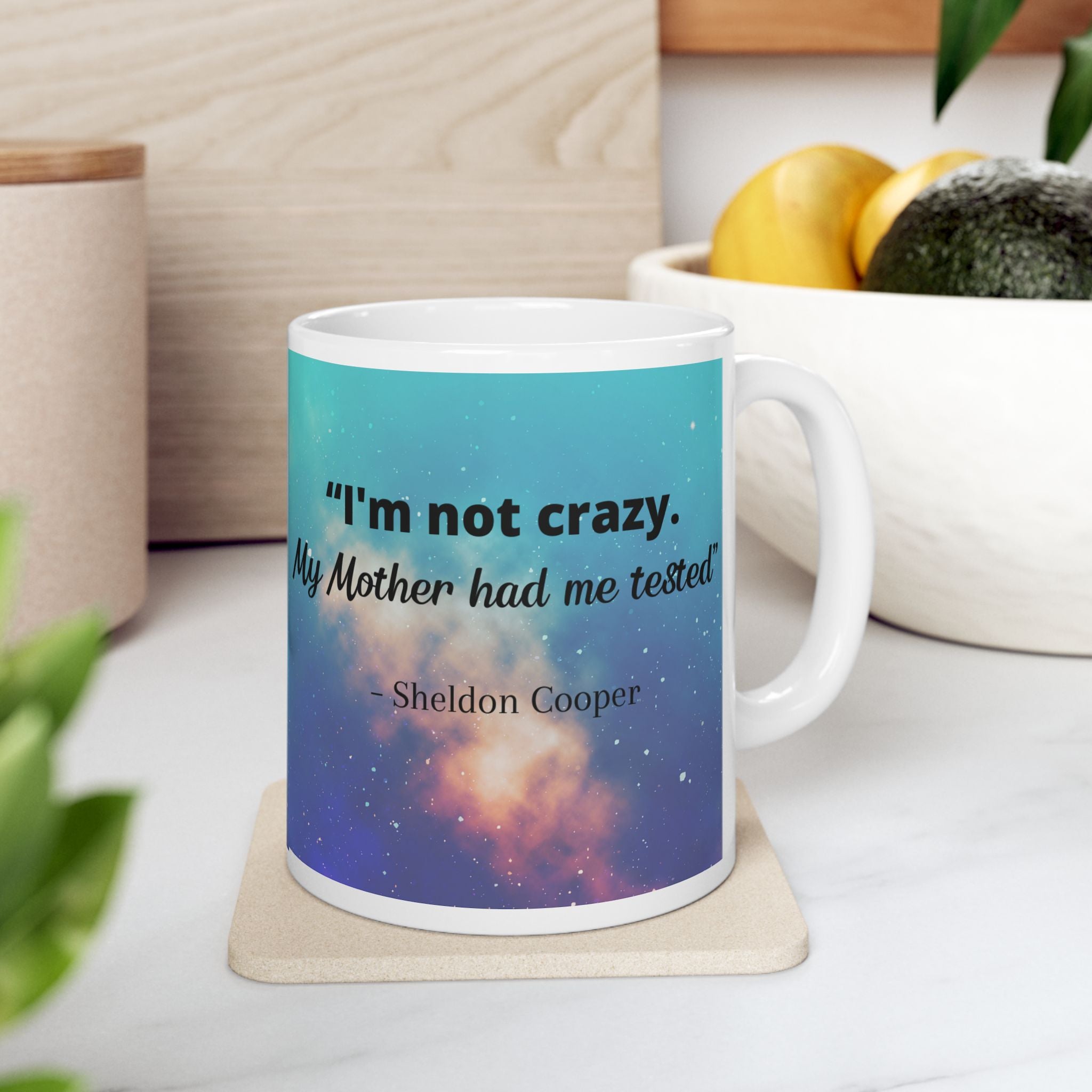 Big Bang theory mug, Sheldon Cooper "Crazy" quote coffee and tea mug, Big bang theory fan birthday gift