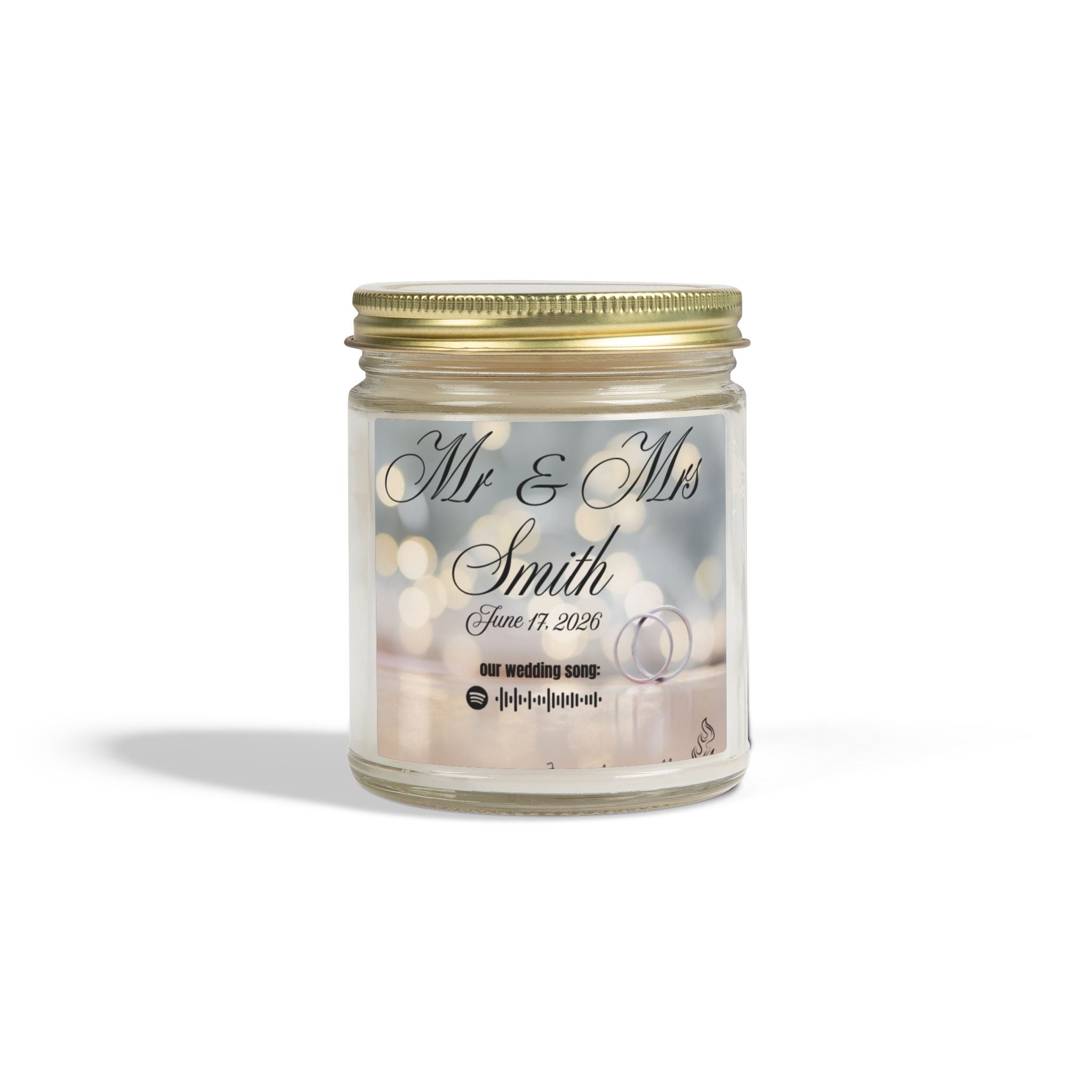 Personalized wedding candle | Special events | Musical candle | Coconut Apricot Wax