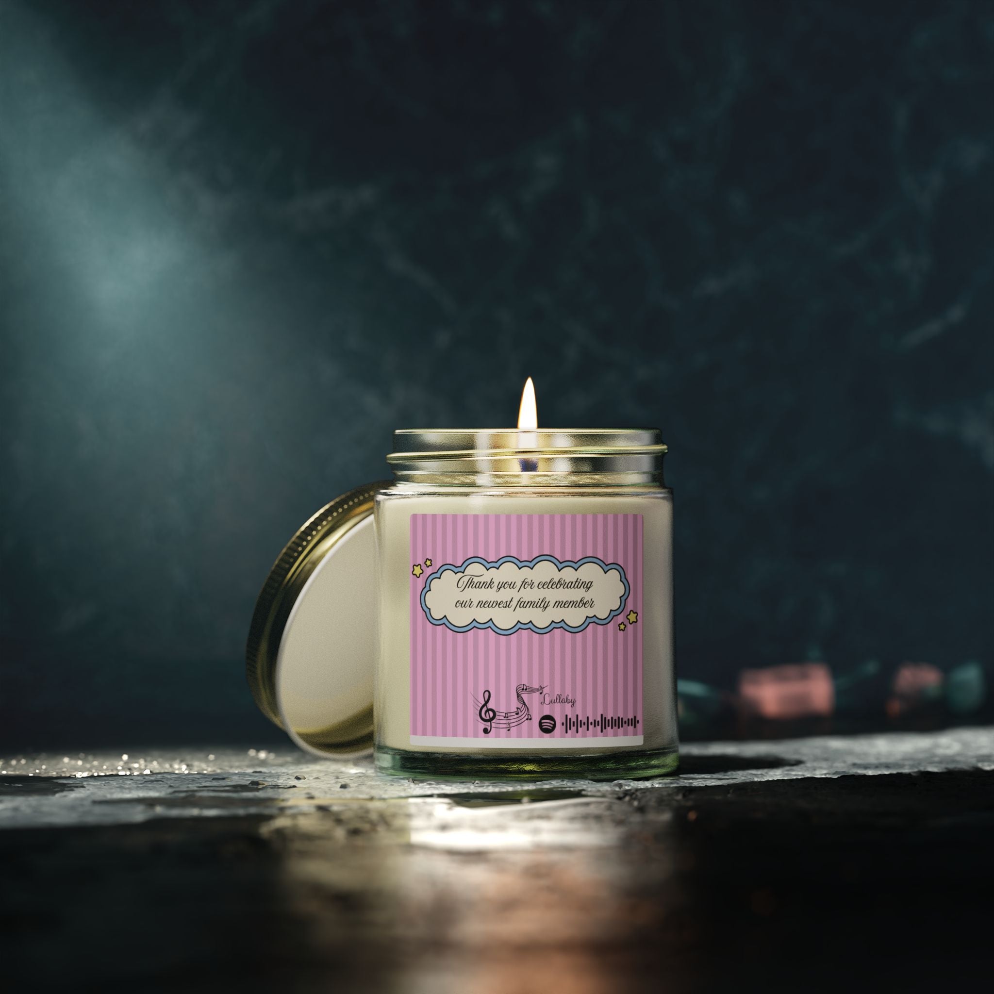 Baby shower customizable candle | Special events | Musical candle | Coconut Apricot Wax