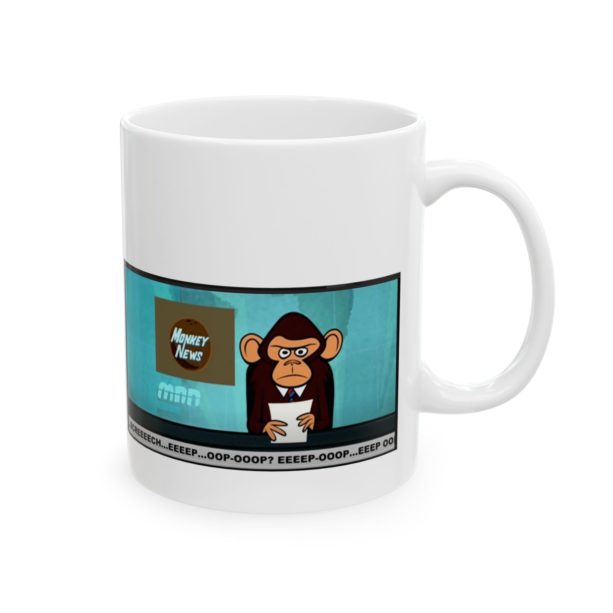 Funny Retro TV Comic Mug – "Money News" Karl Pilkington | Ricky Gervais mug (11oz/15oz)