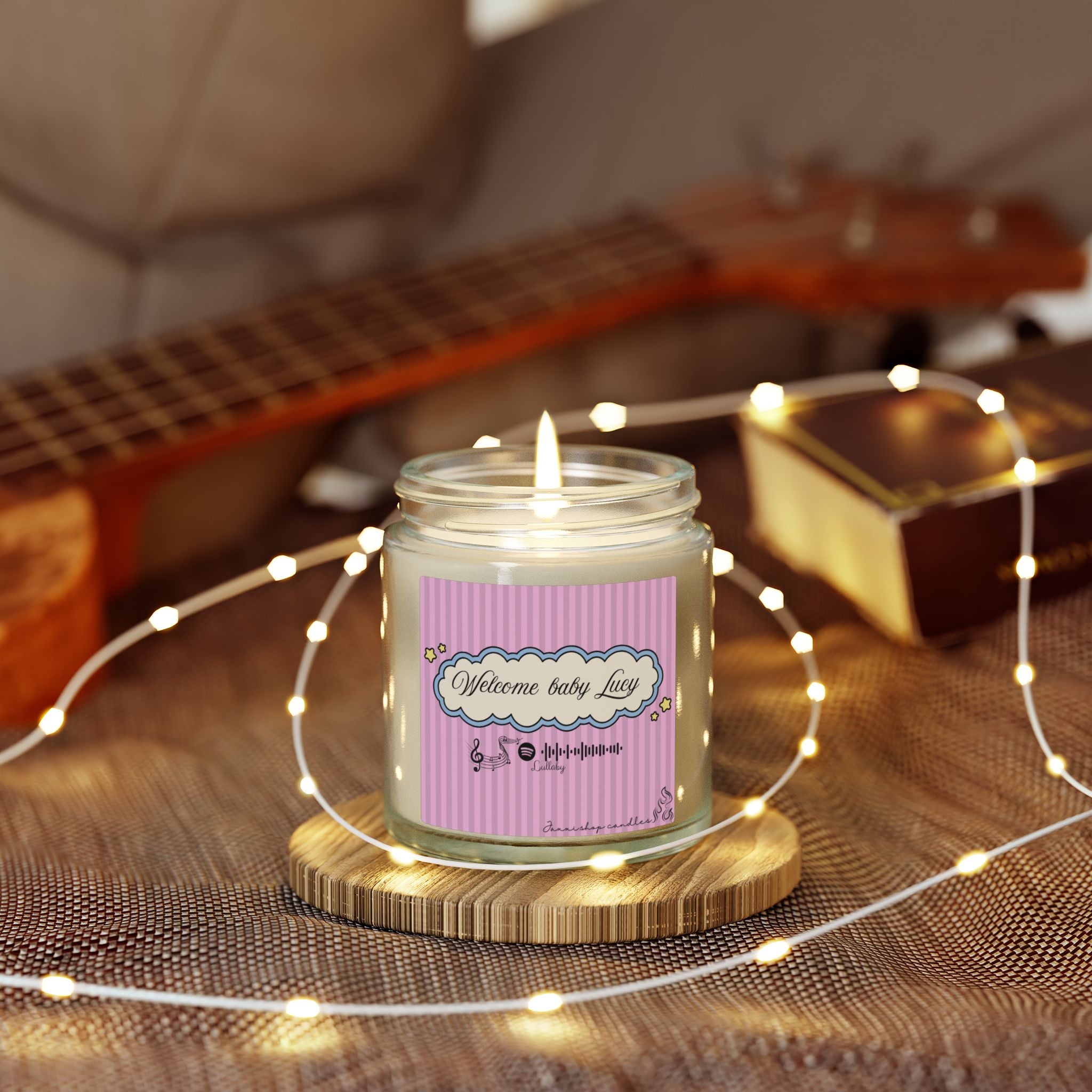 Baby shower customizable candle | Special events | Musical candle | Coconut Apricot Wax