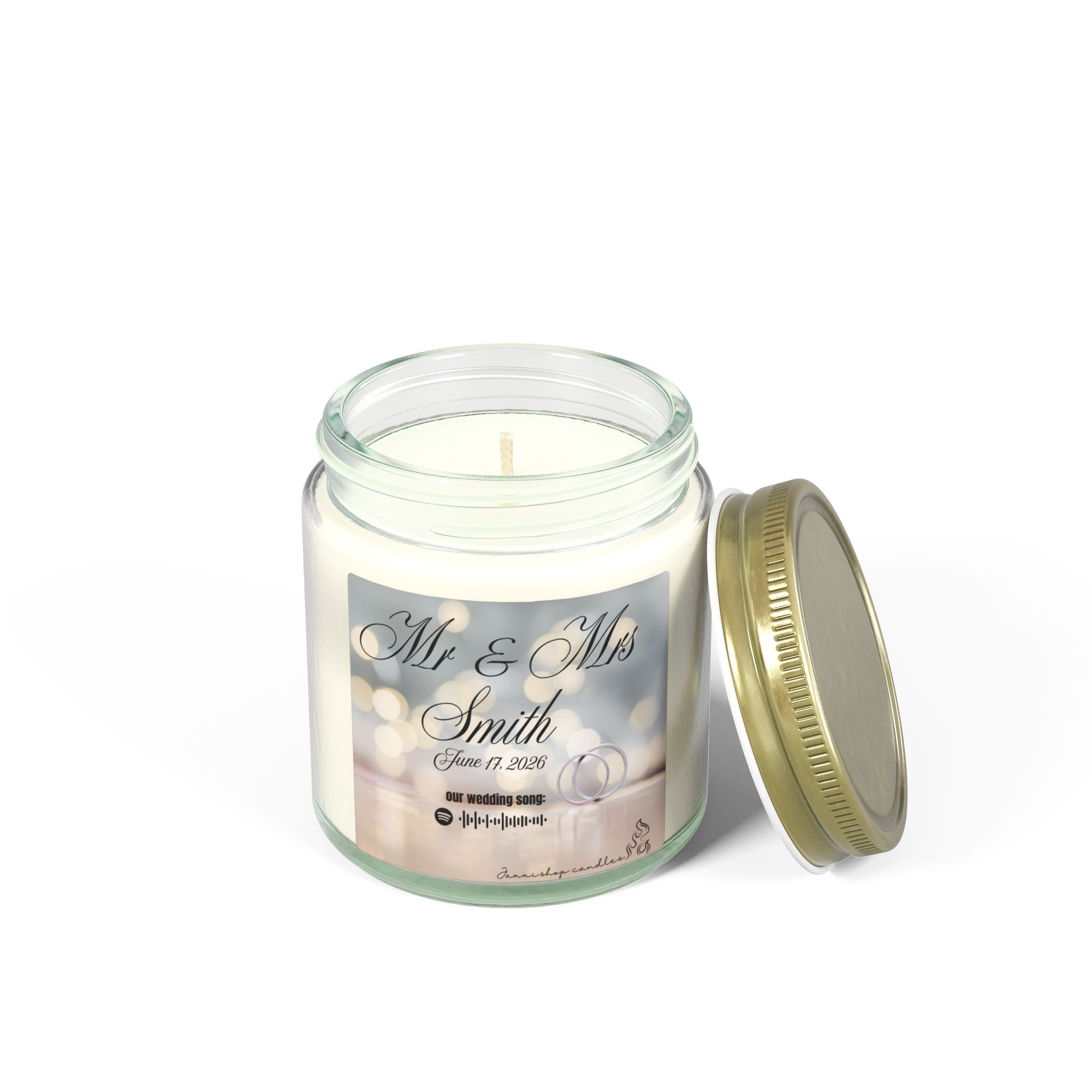 Personalized wedding candle | Special events | Musical candle | Coconut Apricot Wax
