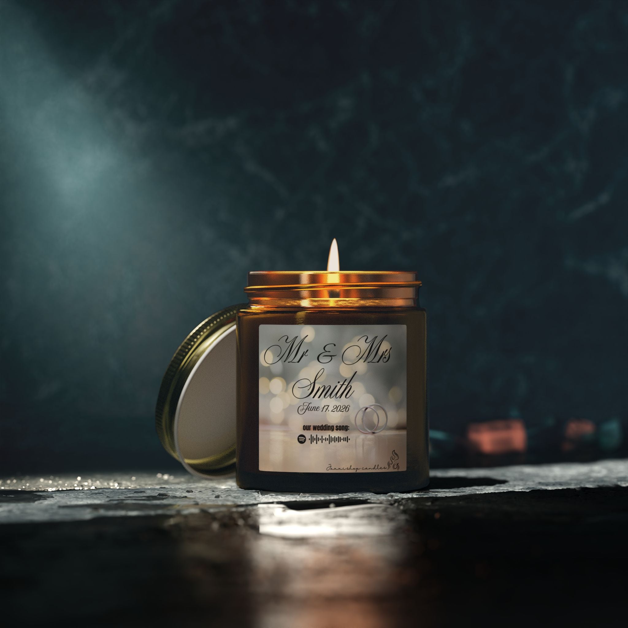 Personalized wedding candle | Special events | Musical candle | Coconut Apricot Wax