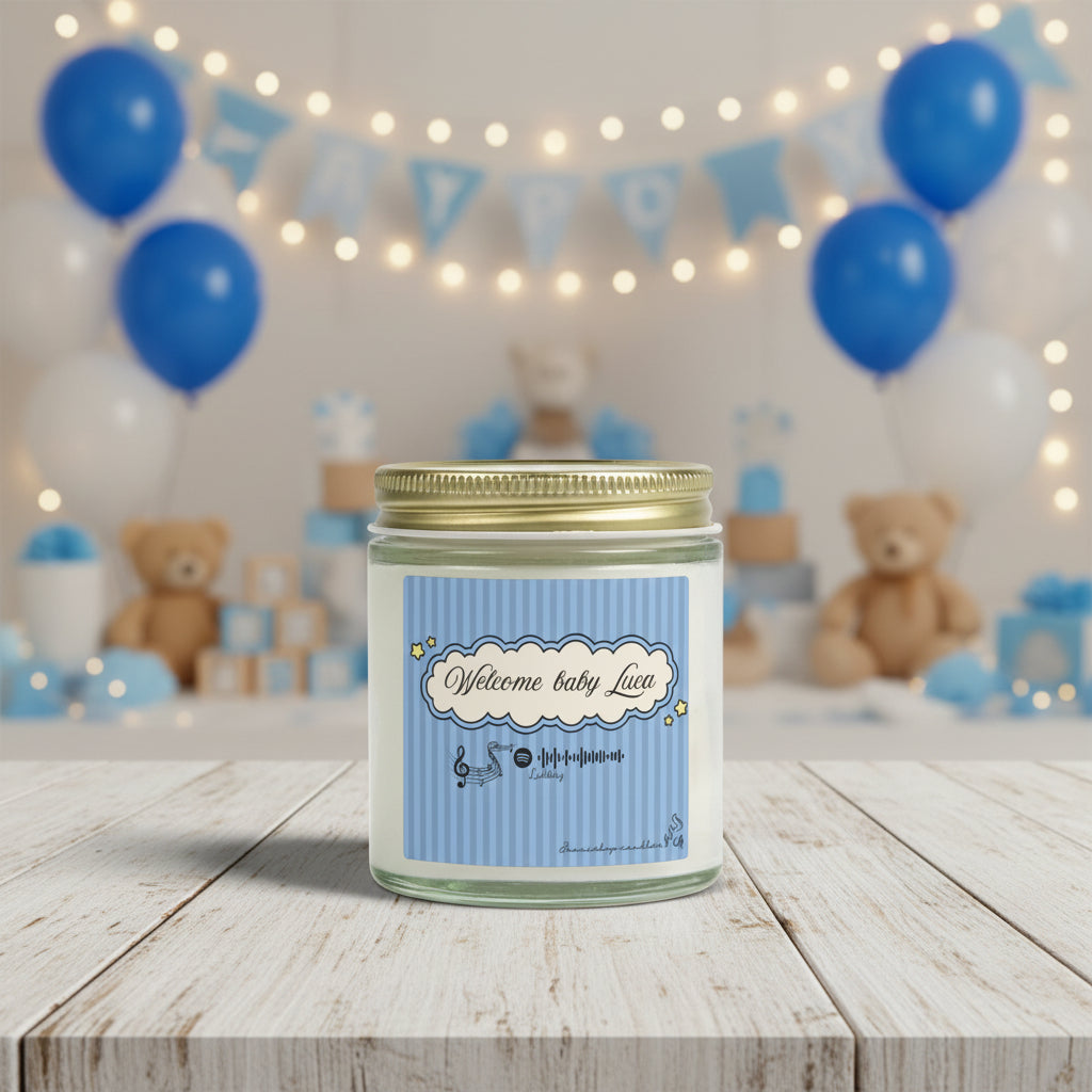 Baby shower customizable candle | Special events | Musical candle | Coconut Apricot Wax